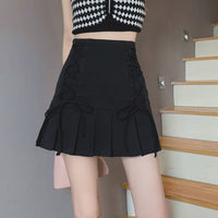 Kobine Women's Lolita High-waisted Lacing-up Ruffles Short Skirt