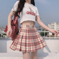 Kobine Women's Lolita Plaid Pleated Skirt